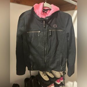 Harley Davidson canvas jacket with snap out hooded vest
